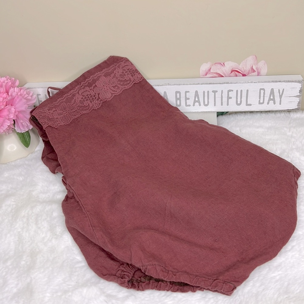 Beautiful Linen Romper For Little Girls.  V-1